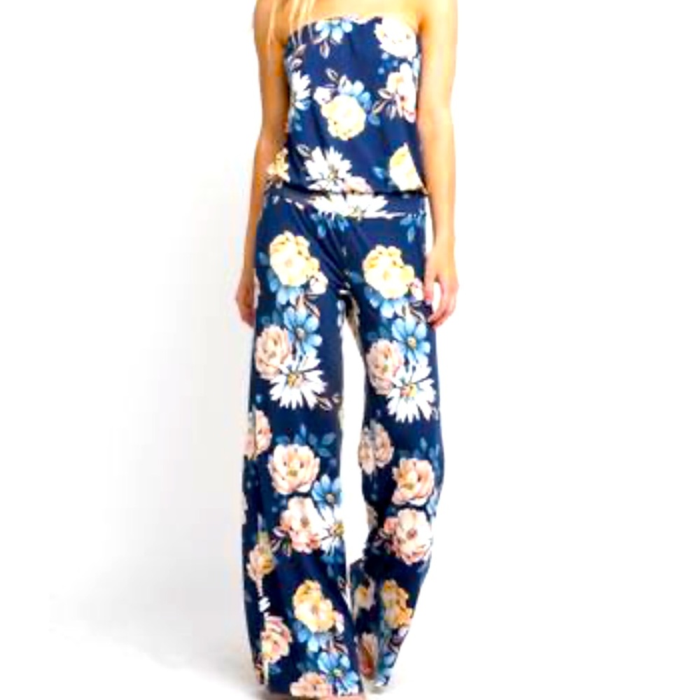 ABBELINE strapless floral jumpsuit